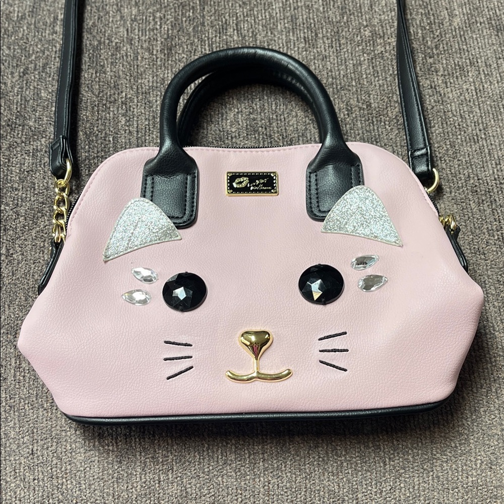 Betsey Johnson Light Pink Handbag with Black Details